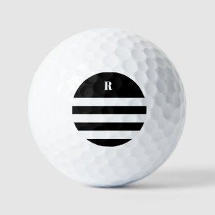 Personalized Black & White Striped Golf Balls