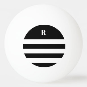 Personalized Black & White Striped   Ping Pong Ball