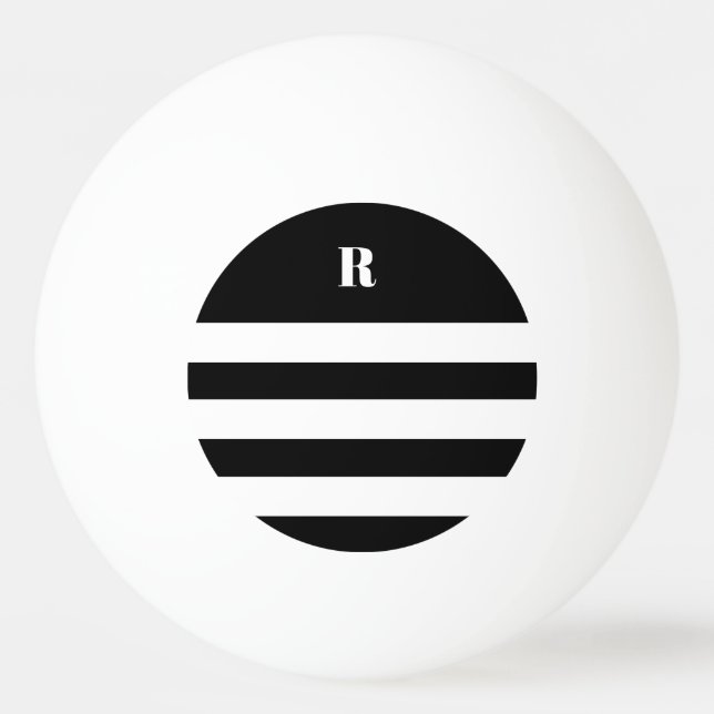 Personalized Black & White Striped   Ping Pong Ball (Front)