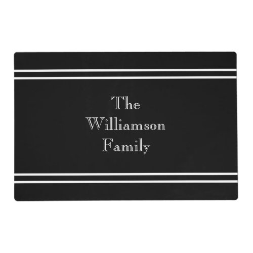 Personalized Black  White Striped Placemat