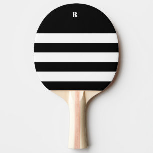 Personalized Black & White Striped Tote Bag Ping Pong Paddle