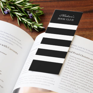 Personalized Black & White Stripes Pattern Bookmarks