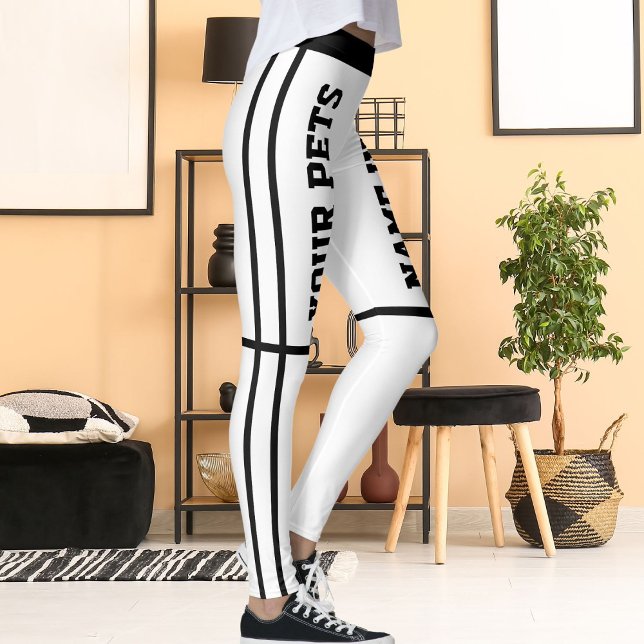 Personalized Black White Stripes Pet Names Leggings (Creator Uploaded)