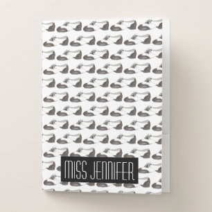 Personalized Black White Tap Shoe Dance Teacher Pocket Folder