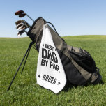 Personalized Black & White Text Best Dad By Par Golf Towel<br><div class="desc">Personalize the Black and white "best dad by par" logo text design featuring a golfer and a golf ball.</div>