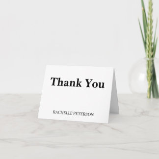 Personalized Black & White Thank You Card