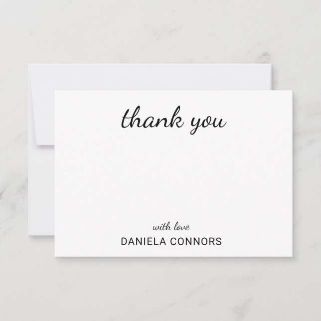 Personalized Black & White Thank You Card (Front)