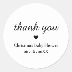Personalized Black & White Thank You Classic Round Sticker