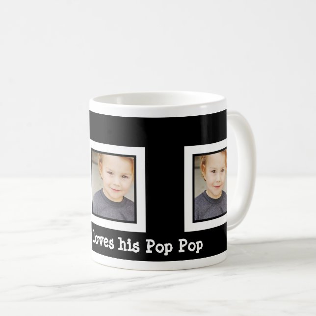 Personalized Black & White Three Photo Coffee Mug (Front Right)