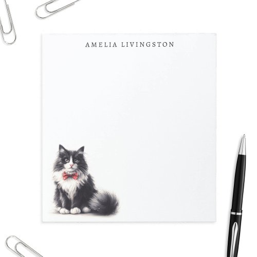 Personalized Black White Tuxedo Cat Notepad