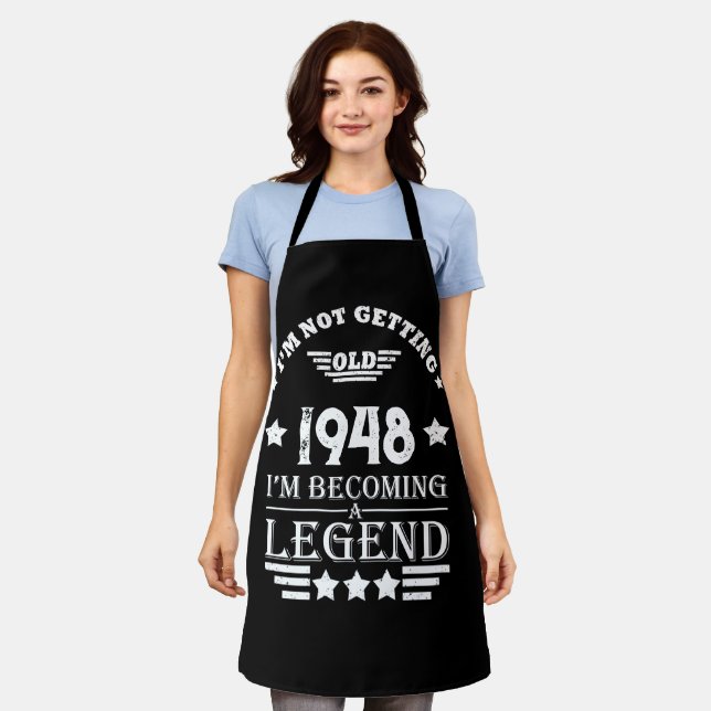 Personalized black white vintage 75th birthday  apron (Worn)