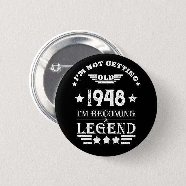 Personalized black white vintage 75th birthday  button (Front & Back)