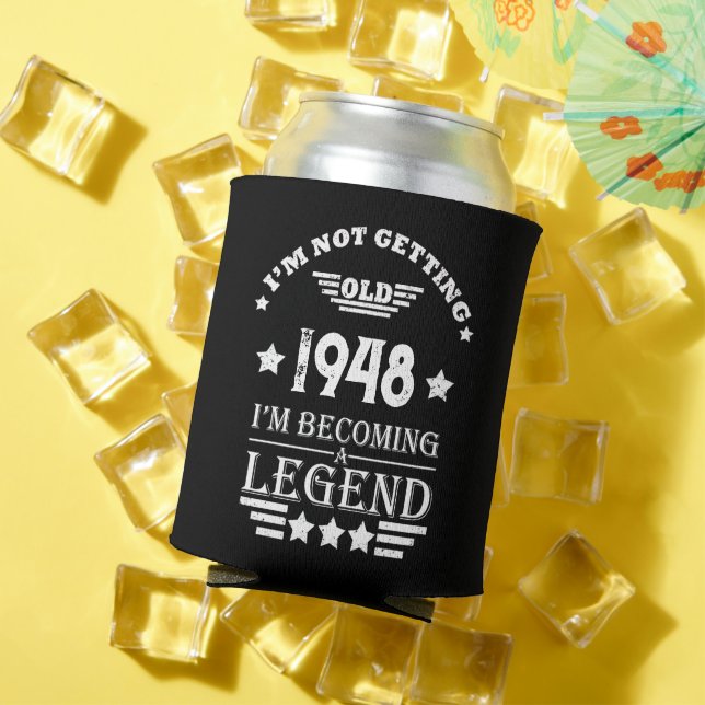 Personalized black white vintage 75th birthday  can cooler (In Situ Summer)