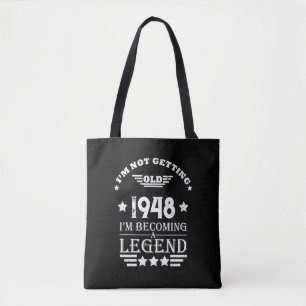 Personalized black white vintage 75th birthday tote bag