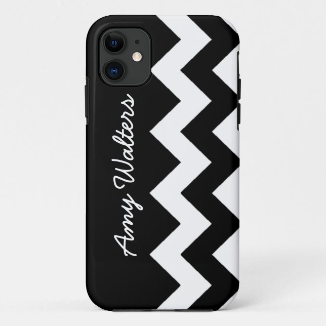 personalized black/white zig-zag Case-Mate iPhone case (Back)