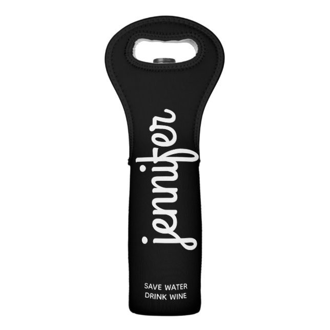 Personalized Black Wine Bag (Front)