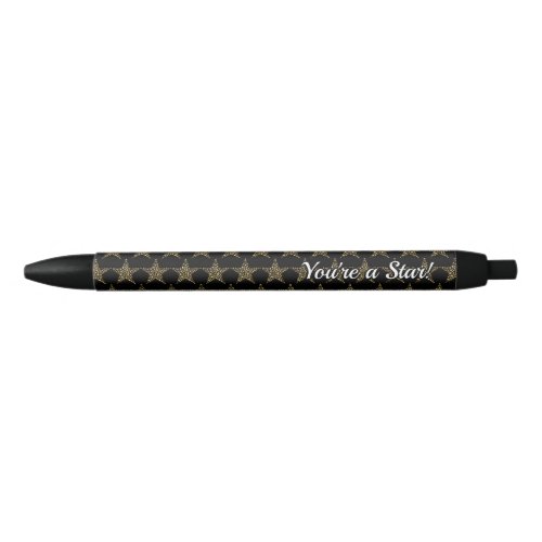 Personalized  BLACK with  Gold Stars Black Ink Pen