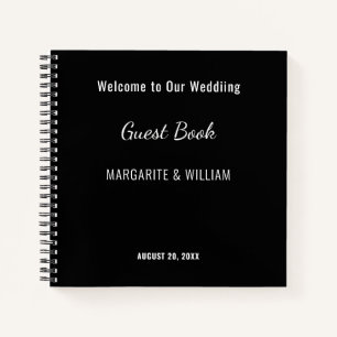 Personalized Black with White Guest Book