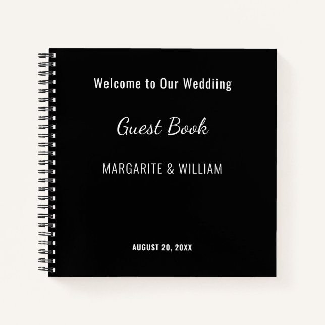 Personalized Black with White Guest Book (Front)