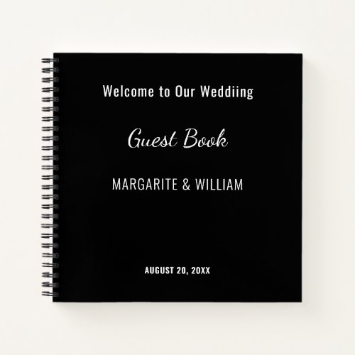 Personalized Black with White Guest Book