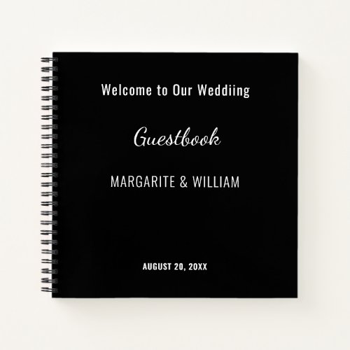 Personalized Black with White Guestbook Notebook