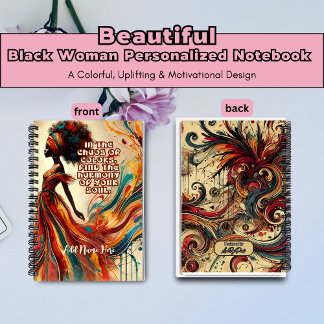 Personalized Black Woman Colorful Spiral Notebook
