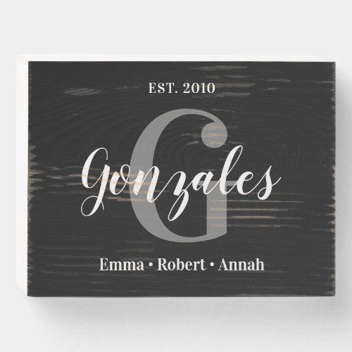 Personalized Black Wood Last Name Sign