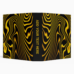 Personalized Black Yellow Gold Swirls Texture 3 Ring Binder