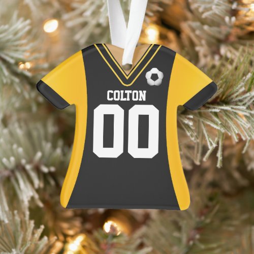 Personalized Black/Yellow Soccer Jersey Ornament