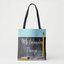 Personalized Blackboard Tote Bag w Teachers Name