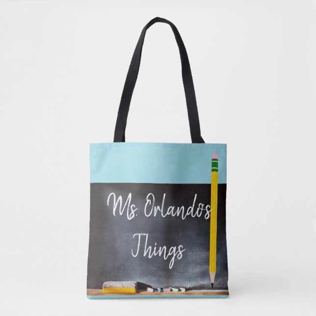 Personalized Blackboard Tote Bag w Teachers Name (Front)