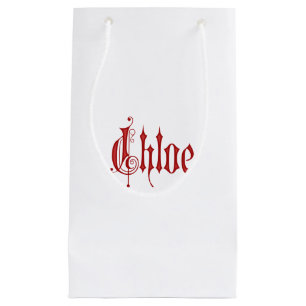 Personalized Blackletter Parchment Chloe Red Small Gift Bag