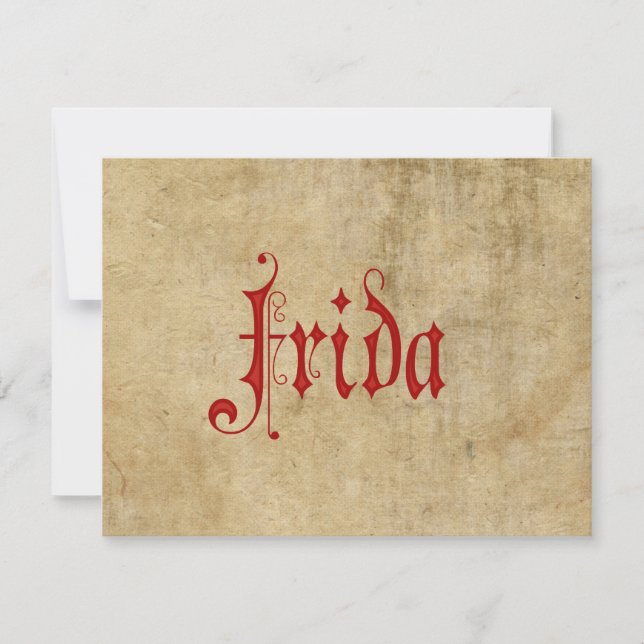 Personalized Blackletter Parchment Frida Red Invitation (Front)