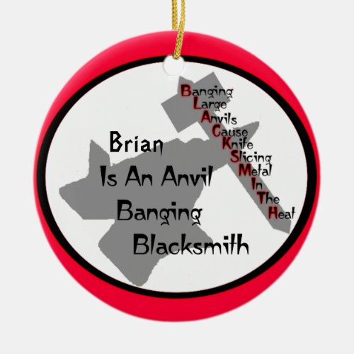 Personalized Blacksmith Ceramic Ornament