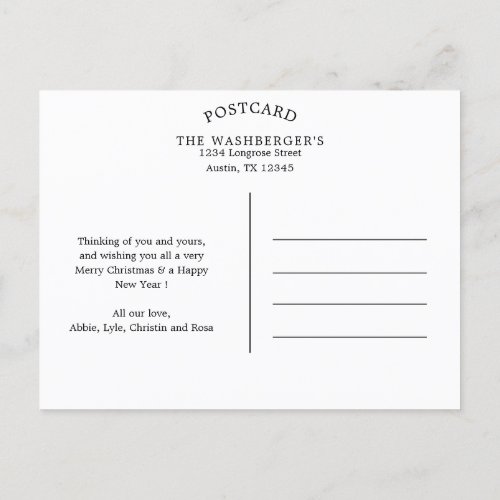 Personalized Blank Holiday Postcard