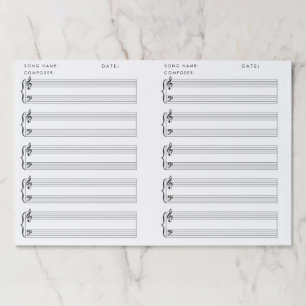 Personalized Blank Sheet Music Notes  Paper Pad