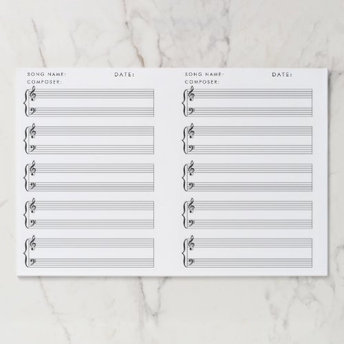 Personalized Blank Sheet Music Notes  Paper Pad