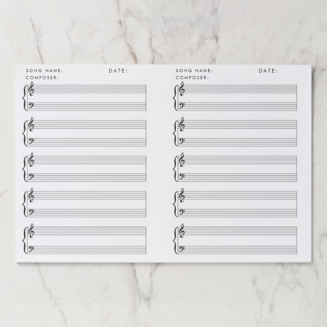 Personalized Blank Sheet Music Notes  Paper Pad (Front)
