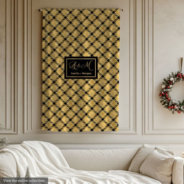 Personalized Blanket Black Gold Modern Wedding Gif (Personalized Blanket Black Gold Modern Wedding Gift)