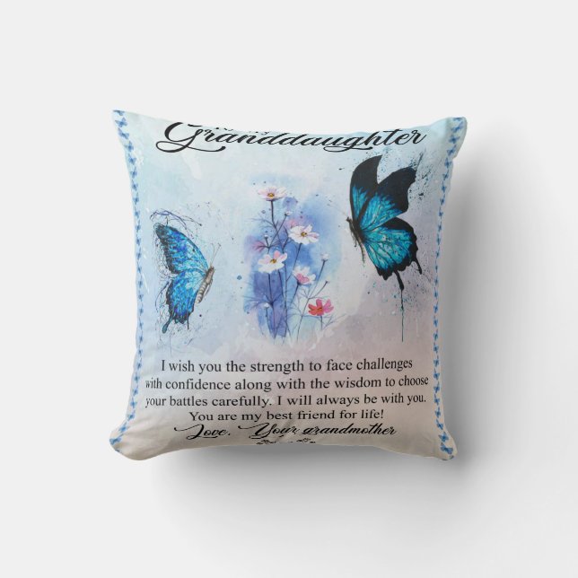 Personalized Blanket Butterfly To My Granddaughter Throw Pillow (Front)