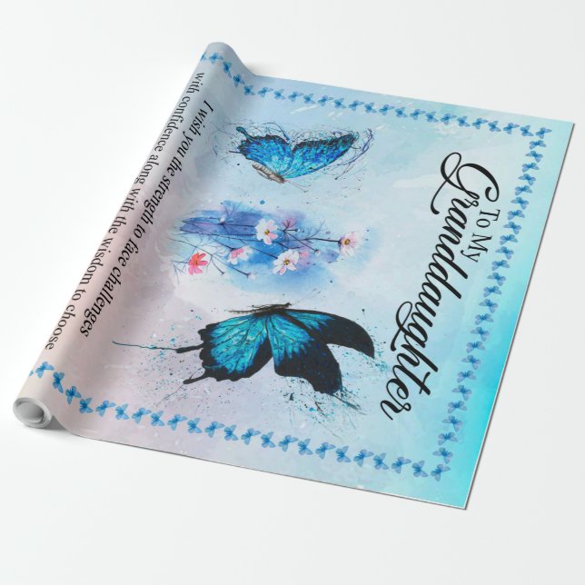 Personalized Blanket Butterfly To My Granddaughter Wrapping Paper (Unrolled)