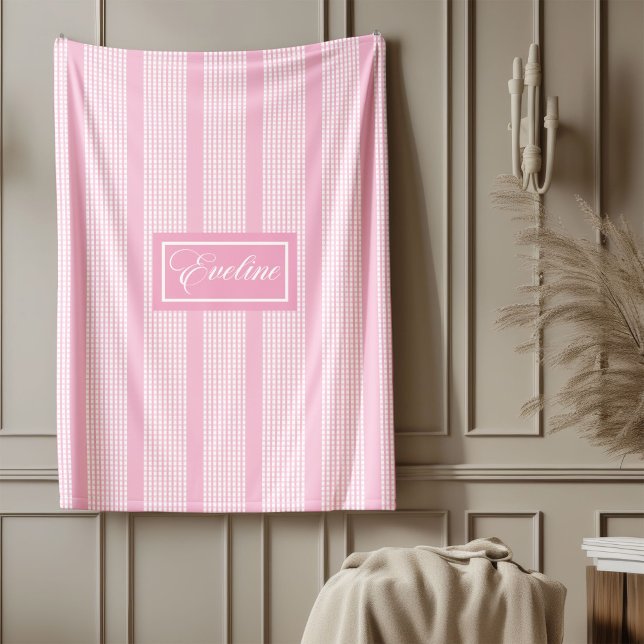 Personalized Blanket Classic Pink Plaid Accent (Personalized Blanket Classic Pink Plaid Accent)