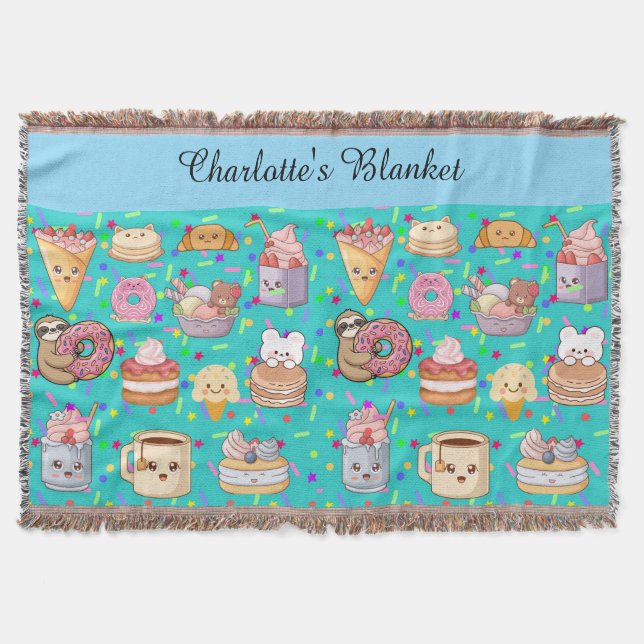 Personalized Blanket - Cute Kawaii  (Front)