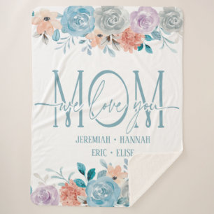 Personalized Blanket for Mom with Blush Flowers