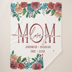 Personalized Blanket for Mom with Blush Flowers