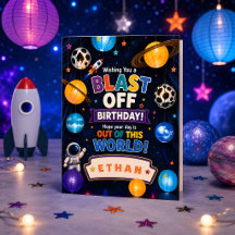 Personalized Blast Off Birthday for Boys