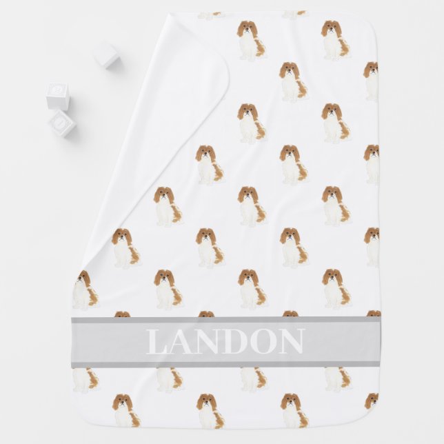Personalized Blenheim Cav King Charles Spaniel Baby Blanket (In Situ)