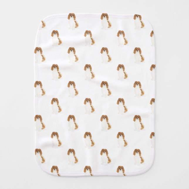 Personalized Blenheim Cav King Charles Spaniel Baby Burp Cloth (Front)
