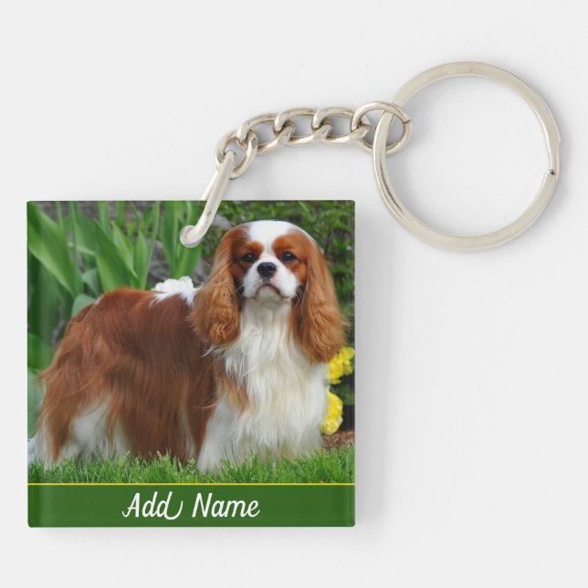 Personalized Blenheim Cavalier King Charles Keychain (Back)