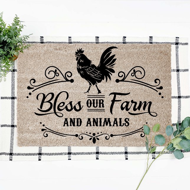 Personalized Bless Our Farm and Animals Coir Fiber Doormat (Creator Uploaded)